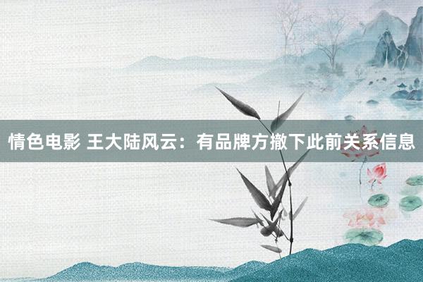情色电影 王大陆风云：有品牌方撤下此前关系信息