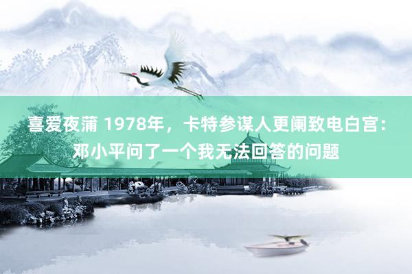 喜爱夜蒲 1978年，卡特参谋人更阑致电白宫：邓小平问了一个我无法回答的问题